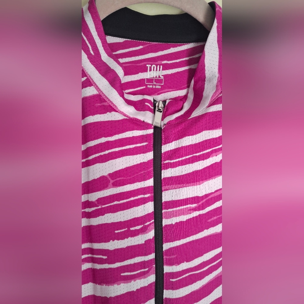 Tail Activewear Magenta & White Zebra Striped Sleeveless Golf Top Siize L Golf - Picture 6 of 10